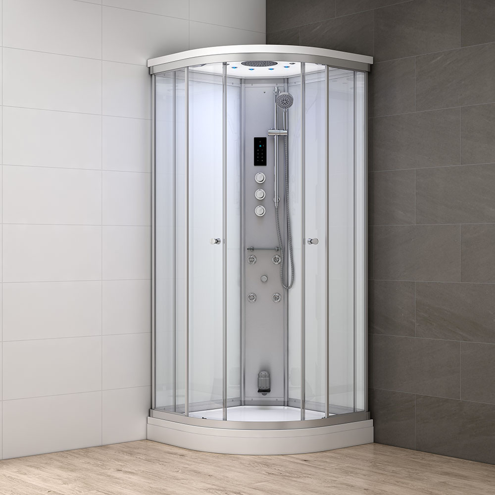 M-SPA - Biely hydromasážny sprchovací box a parná sauna 80 x 80 x 217 cm