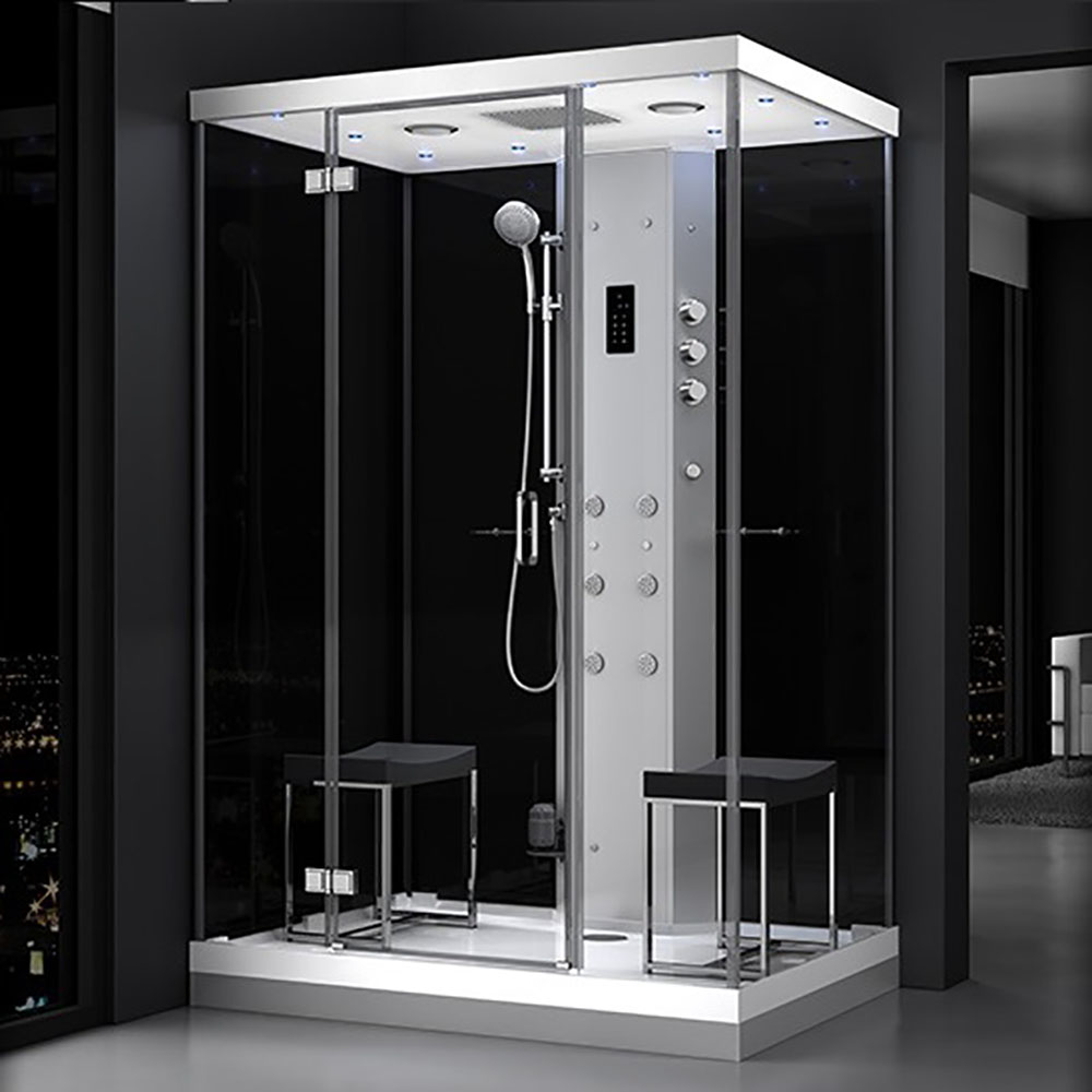 M-SPA - Čierny hydromasážny sprchovací box a parná sauna 140 x 90 x 217 cm
