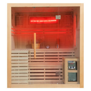 MO-EA4S Sauna sucha z piecem HARVIA 6 kW, kamieniem solnym i izolacją ścian 180X160X200CM