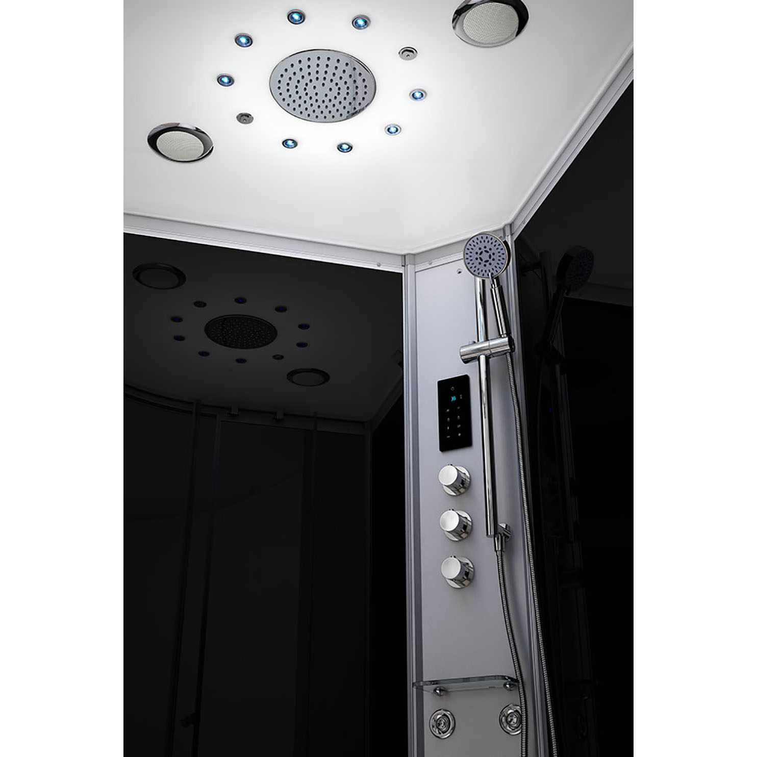 M-SPA - Biely hydromasážny sprchovací box a parná sauna 80 x 80 x 217 cm
