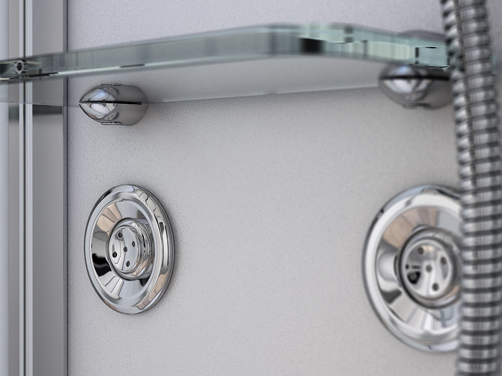 M-SPA - Biely hydromasážny sprchovací box a parná sauna 90 x 90 x 217 cm