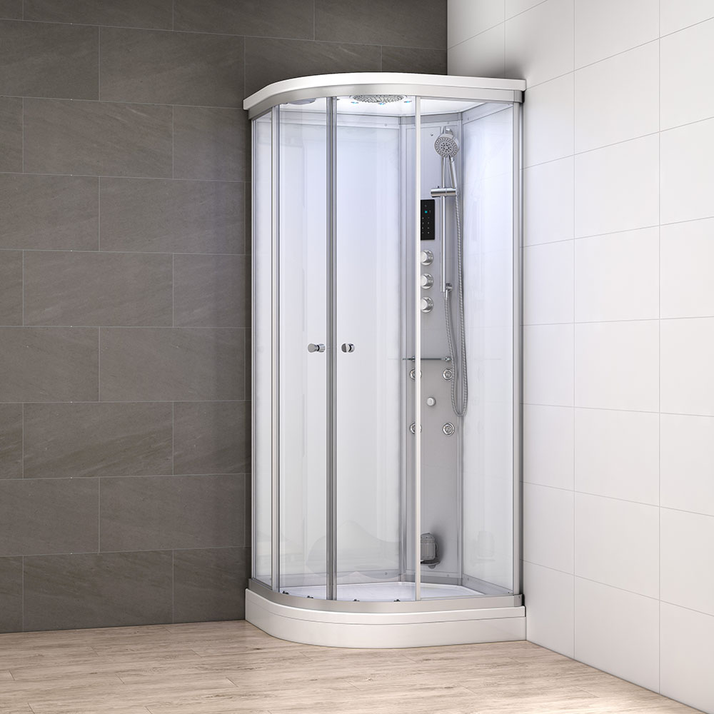 M-SPA - Biely hydromasážny sprchový box a parná sauna 120 x 90 x 217 cm