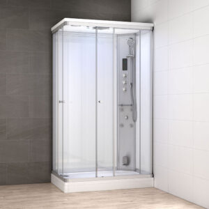 MUE-AR1280-2R BIAŁA Kabina prysznicowa z hydromasażem i sauną parową 120X80X217CM