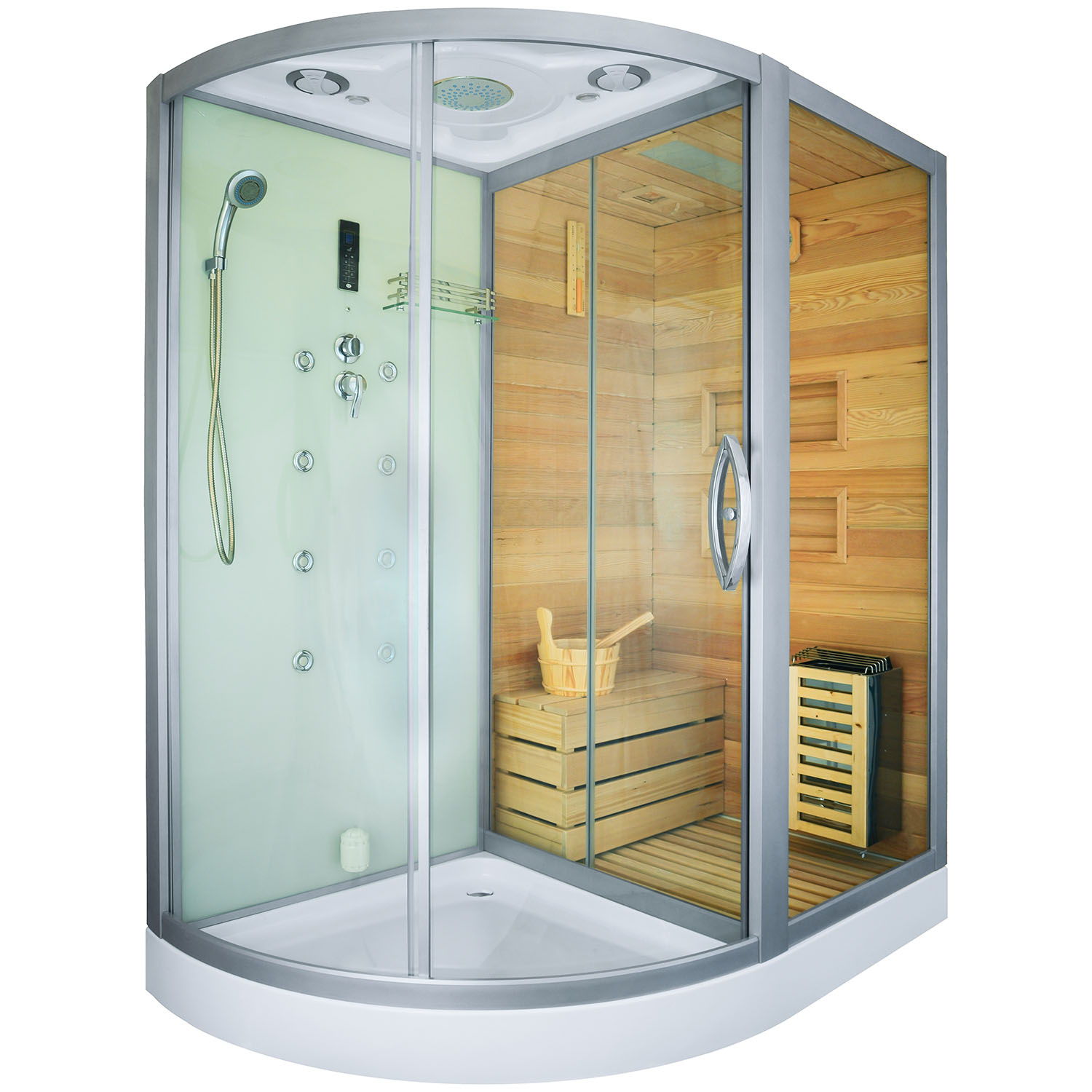 MO-1751W PRAWA TRIO, sauna sucha, parowa i kabina prysznicowa 180X110X223cm