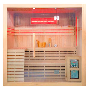 MO-EA4S XL Sauna sucha z piecem HARVIA 8 KW kamieniem solnym i izolacją ścian 200X180X200CM