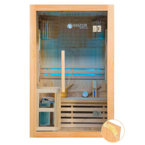 MO-EA2S Sauna sucha z piecem HARVIA 2,3 kW i kamieniem solnym i izolacją ścian 121X106X192CM
