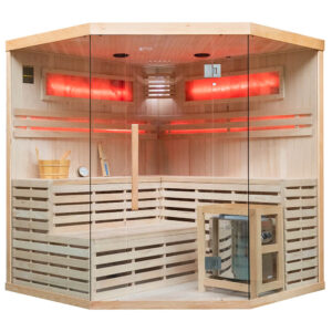 MO-EA4CS Sauna sucha z piecem HARVIA 6 kW, z kamieniem solnym i izolacją ścian 180X180X200CM