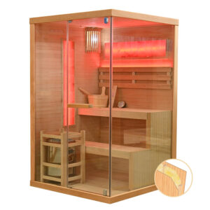 MO-EP2 LEWA Sauna sucha z piecem HARVIA 3,5 kW, kamieniem solnym i izolacją ścian 120X120X190CM