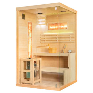 MO-EP2S LEWA Sauna sucha z piecem HARVIA 3,5 kW, kamieniem solnym i izolacją ścian 120X120X200CM