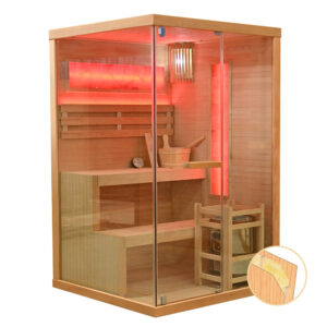 MO-EP2 PRAWA Sauna sucha z piecem HARVIA 3,5 kW, kamieniem solnym i izolacją ścian 120X120X190CM