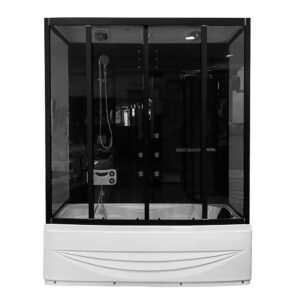 MO-0505-150 CZARNA Kabina prysznicowa z hydromasażem i funkcją sauny parowej 150X85X220CM