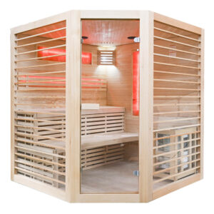 MO-EL4CS Sauna sucha z piecem HARVIA 8 kW, kamieniem solnym i izolacją ścian 180X180X200CM
