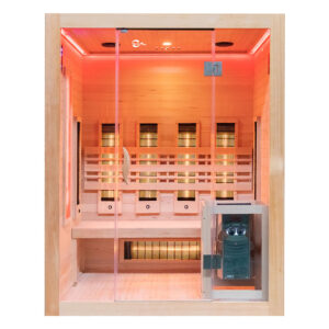 MO-SW3 XL COMBO Sauna Infrared/Fińska z piecem HARVIA 4,5 kW i kamieniem solnym 150X150X190CM