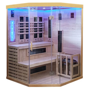MO-SW3C COMBO Sauna Infrared/Fińska z piecem HARVIA 6 kW i kamieniem solnym 150X150X200CM