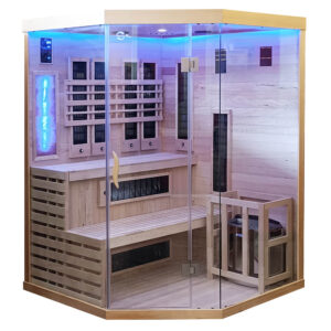 MO-SW3C COMBO Sauna Infrared/Fińska z piecem HARVIA 6 kW i kamieniem solnym 150X150X200CM