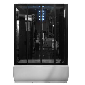 MAZUR-OUTLET Kabina prysznicowa z hydromasażem MO-02005 CZARNA 150X83X220CM