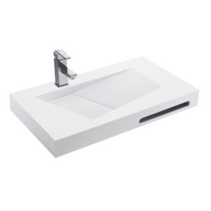 Umywalka ścienna z kamienia syntetycznego prostokątna UM-0067 90X50X10CM