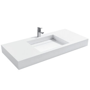 Umywalka ścienna z kamienia syntetycznego prostokątna UM-0077 120X55X12CM