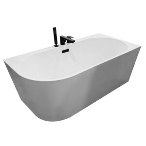 MG-2724-12-150 PRAWA Wanna wolnostojąca przyścienna z baterią czarną 150X75X59CM