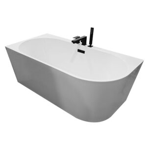 MG-2724-12-150 LEWA Wanna wolnostojąca przyścienna z baterią czarną 150X75X59CM