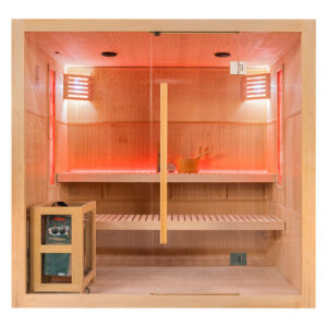 MO-EA5S LUX Sauna sucha z piecem HARVIA 8 kW kamieniem solnym i izolacją ścian 210X160X200CM